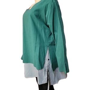 Gracila Lagenlook Boho overlayed Asymmetrical Tunic Dress 5XL Green NWT #W6
